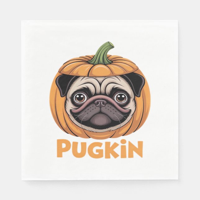 Pugkin Pug Halloween Happy Halloween Oversized T-S Napkin (Front)