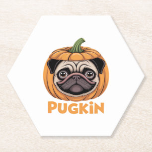 Pugkin Pug Halloween Happy Halloween Oversized T-S Paper Coaster