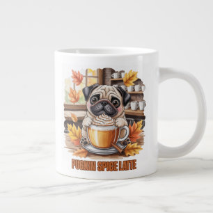 Pugkin Spice Latte Cute Funny Fall Pug Dog Lover Large Coffee Mug