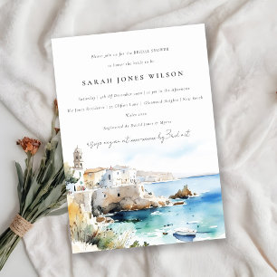 Puglia, Italy Watercolor Landscape Bridal Shower Invitation