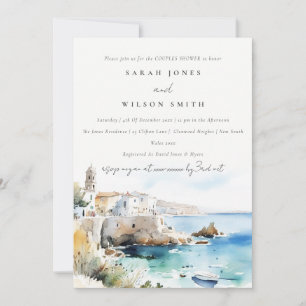 Puglia, Italy Watercolor Landscape Couples Shower Invitation