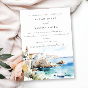 Puglia, Italy Watercolor Landscape Couples Shower Invitation