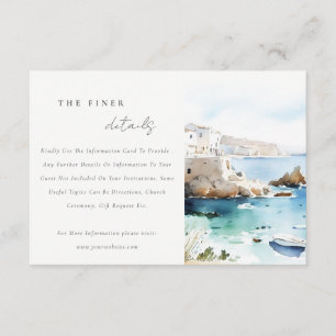 Puglia Italy Watercolor Landscape Wedding Details Enclosure Card