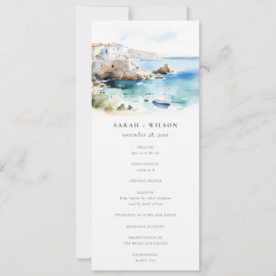 Puglia, Italy Watercolor Landscape Wedding Program Invitation