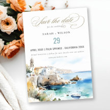 Puglia, Italy Watercolor Landscape Wedding