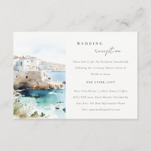 Puglia Italy Watercolor Scape Wedding Reception Enclosure Card
