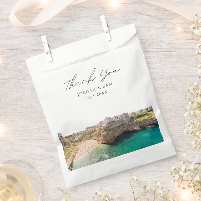 Puglia Italy Wedding Photo Personalised Favour Bags (Clipped)