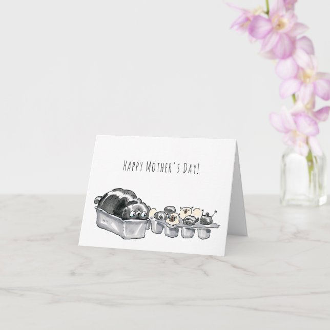 Pugloaf and Puppymuffins funny Mother's Day card (Orchid)