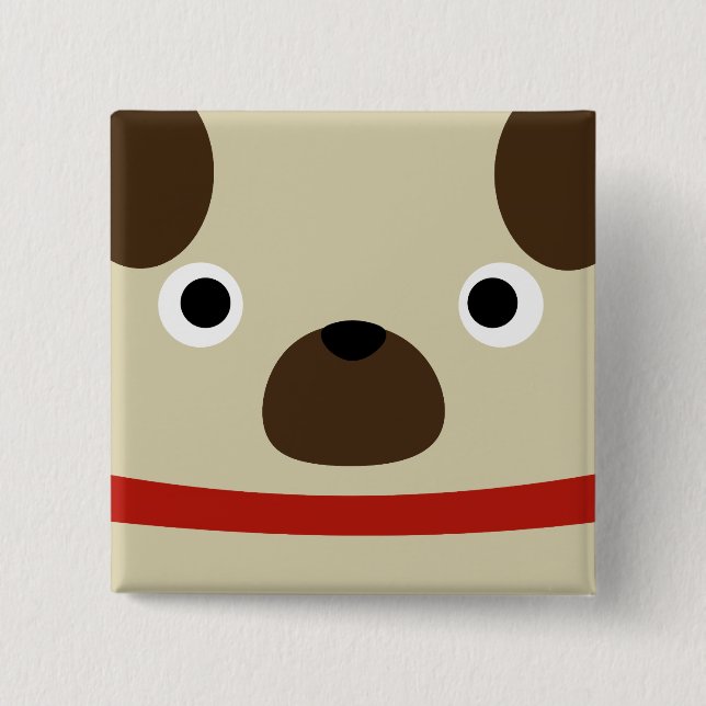 Pugly Pug 15 Cm Square Badge (Front)