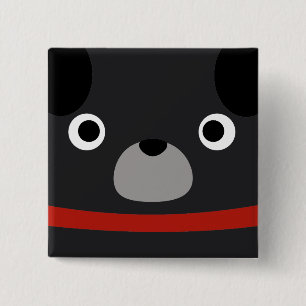 Pugly Pug 15 Cm Square Badge