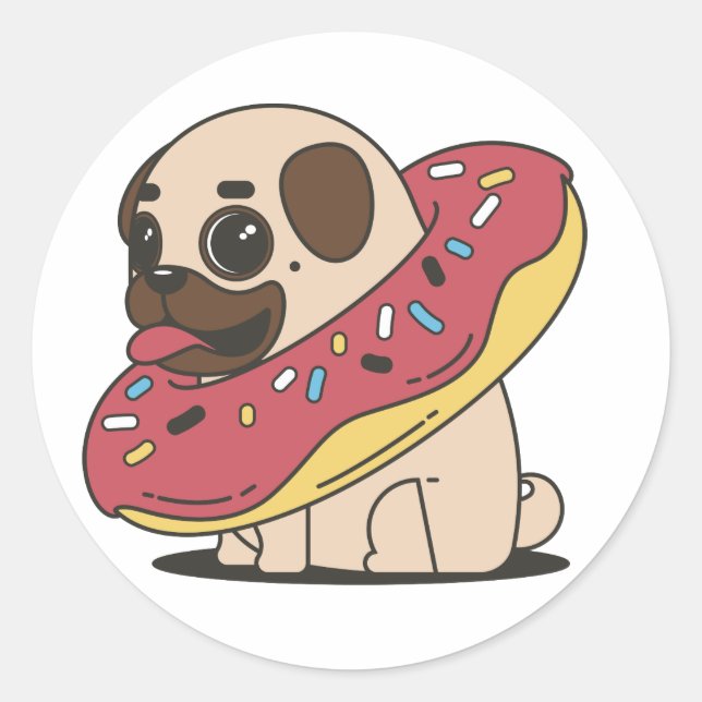 Pugnut in a doughnut doughnut sticker (Front)