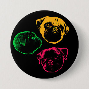 pugs 7.5 cm round badge