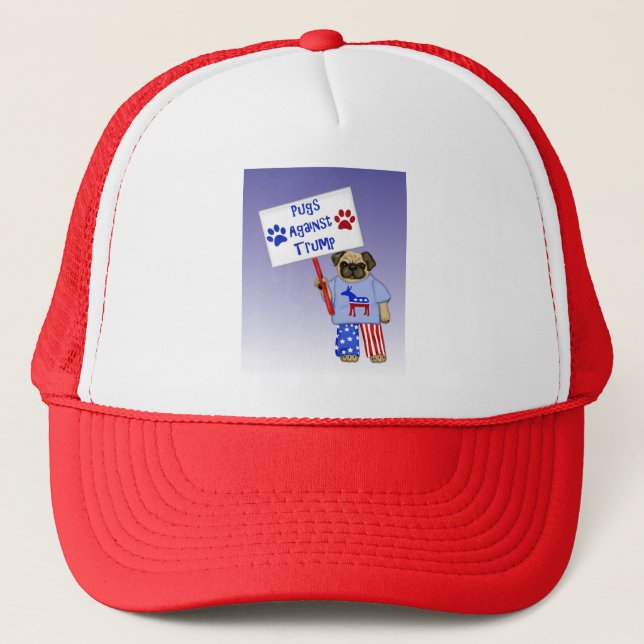 Pugs Against Trump Trucker Hat (Front)