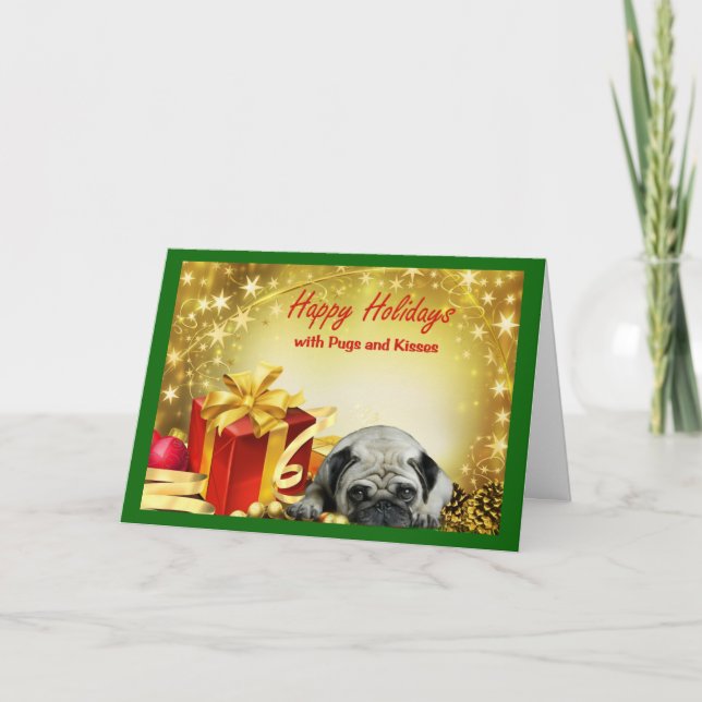 Pugs and Kisses Christmas Card Gifts (Front)