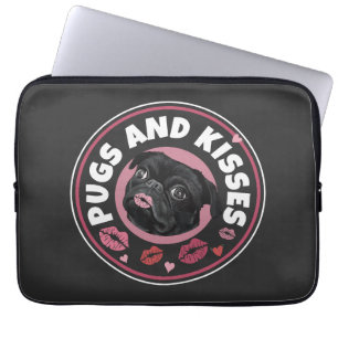 Pugs And Kisses Cute Pun Pug Lovers Laptop Sleeve