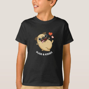 Pugs And Kisses Funny Dog Pun Dark BG T-Shirt