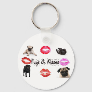 Pugs and Kisses Key Ring