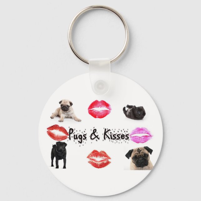 Pugs and Kisses Key Ring (Front)