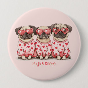 Pugs And Kisses Valentines Day Pug Dogs 10 Cm Round Badge