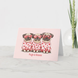 Pugs And Kisses Valentines Day Pug Dogs Holiday Card