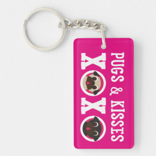Pugs and Kisses XOXO Fawn Black Pugs Key Ring