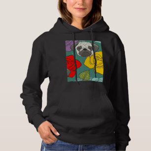 Pugs and Roses - Cute Dog Lover Floral Art Classic Hoodie