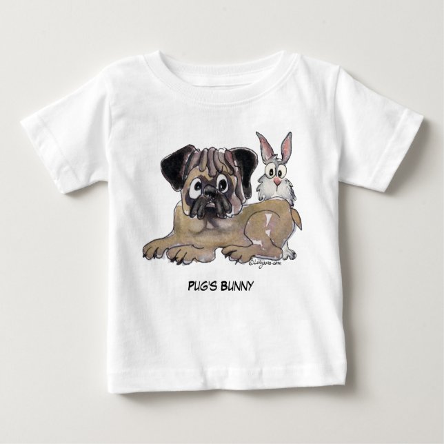 Pug's Bunny Cute Cartoon Dog Baby T-Shirt (Front)