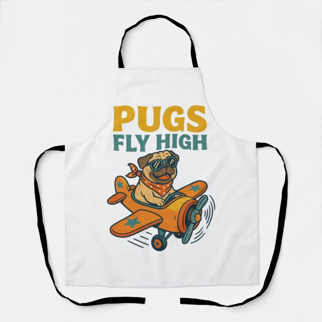 Pugs Fly High Apron (Front)