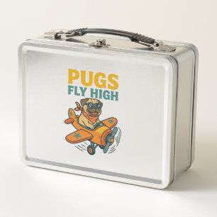 Pugs Fly High Metal Lunch Box