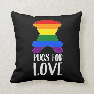 Pugs For Love Celebrates Gay Pride Black Cushion