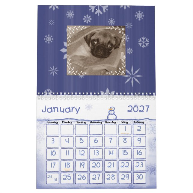 Pugs Galore Calendar (Jan 2027)