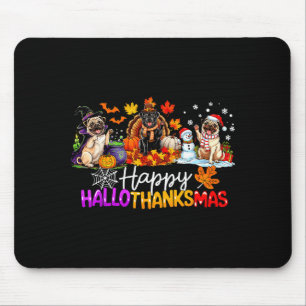 Pugs Hallothanksmas Dog Lovers Funny Christmas Mer Mouse Pad