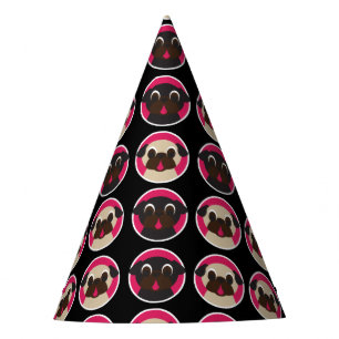 Pugs in Circles Black Birthday Party Hat