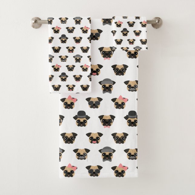 Pugs in Disguise Bath Towel Set (Insitu)