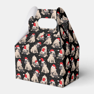 Pugs in Santa Hats Christmas Pattern Favour Box