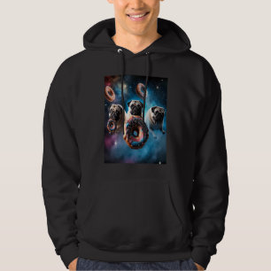 Pugs In Space With Donuts Cute Pug Boys Girls Men Hoodie