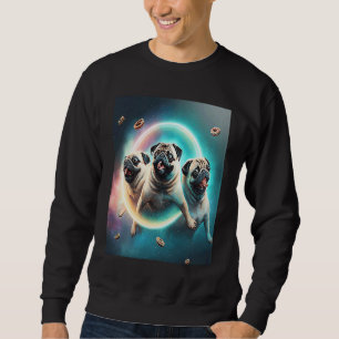 Pugs In Space With Donuts Cute Pug Boys Girls Men Sweatshirt