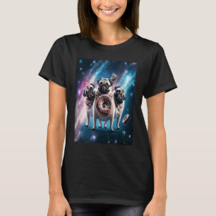 Pugs In Space With Donuts Cute Pug Boys Girls Men T-Shirt