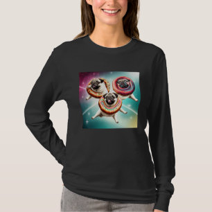Pugs In Space With Donuts Cute Pug Boys Girls Men  T-Shirt