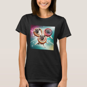 Pugs In Space With Doughnuts Cute Pug Boys Girls M T-Shirt