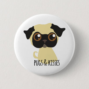 Pugs & Kisses 6 Cm Round Badge