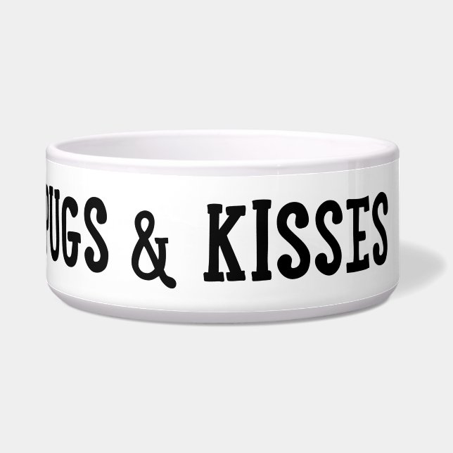 Pugs & Kisses Pug Dog Dinner Bowl (Left)