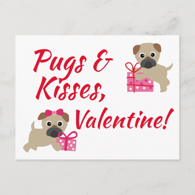 Pugs & Kisses Valentine's Card (Front)