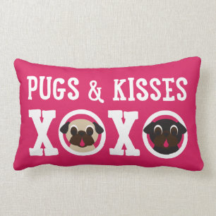 Pugs & Kisses XOXO Pink Lumbar Pillow