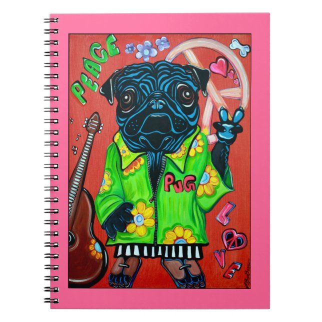 Pugs Love Peace Notebook (Front)