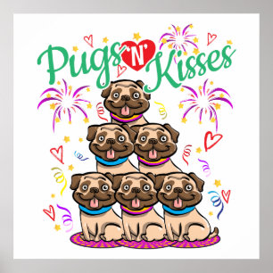 Pugs N Kisses Pug Dog Lover Poster