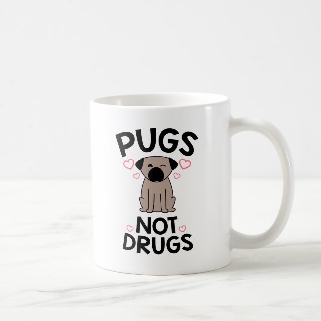 Pugs Not Drugs Coffee Mug (Right)