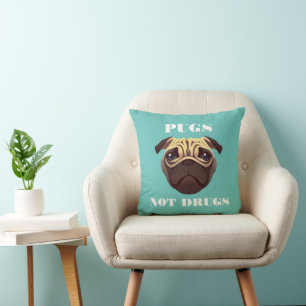 Pugs not drugs cushion