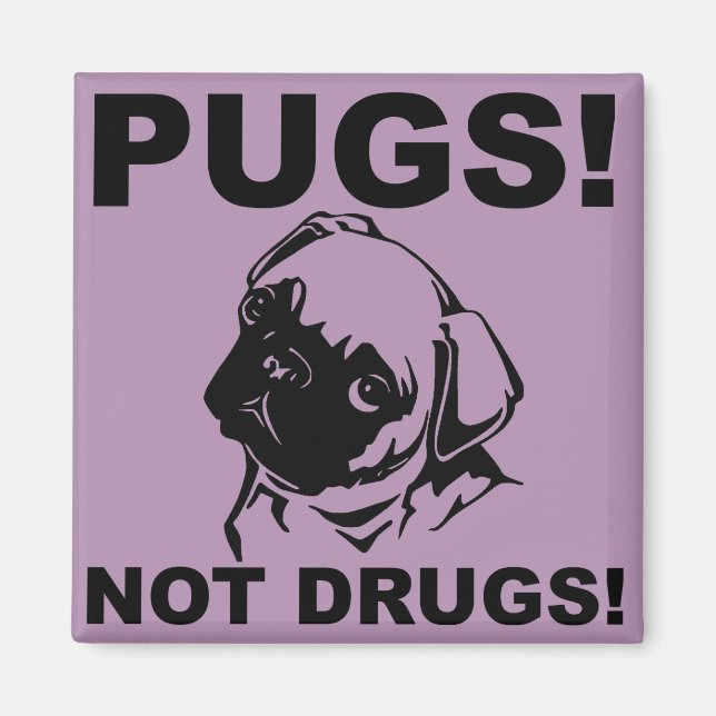 Pugs Not Drugs Funny Fridge Magnet Refrigerator (Front)