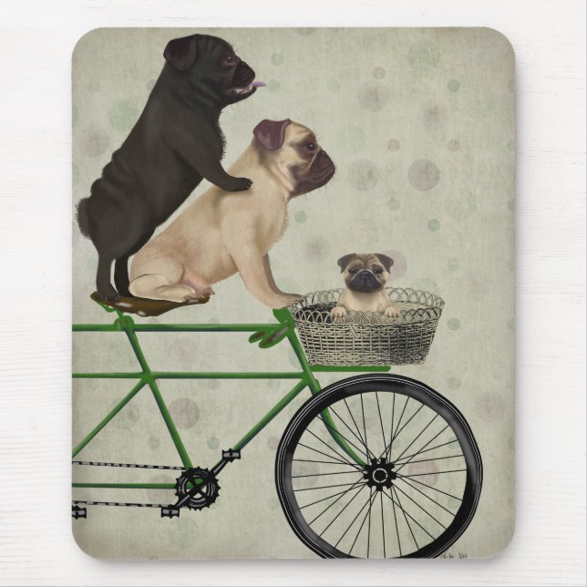 Pugs on Bicycle Mouse Pad (Front)